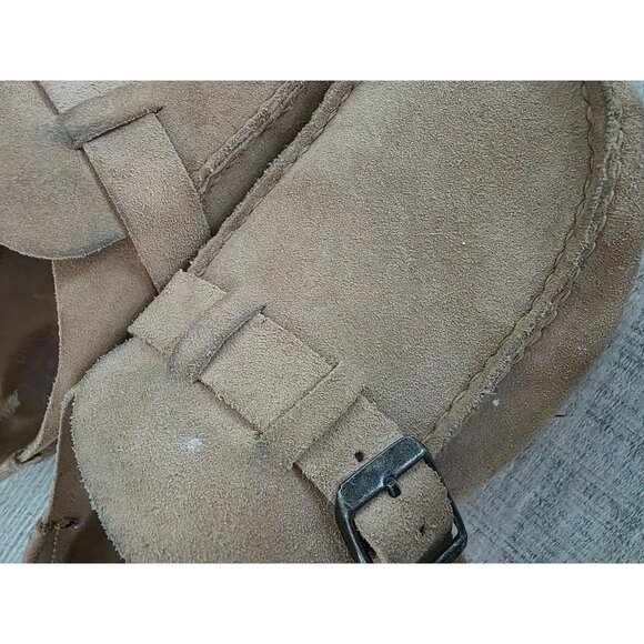 Birkenstock Buckley Size 39 Tan Suede Slip-On Clogs With Buckle & Cork Sole - Picture 3 of 5